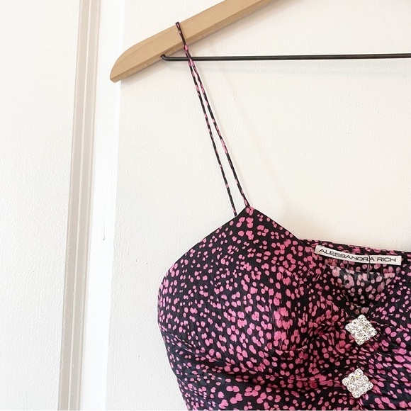 ALESSANDRA RICH Silk Asymmetrical Ruffle Evening Formal Dress - Picture 8 of 14